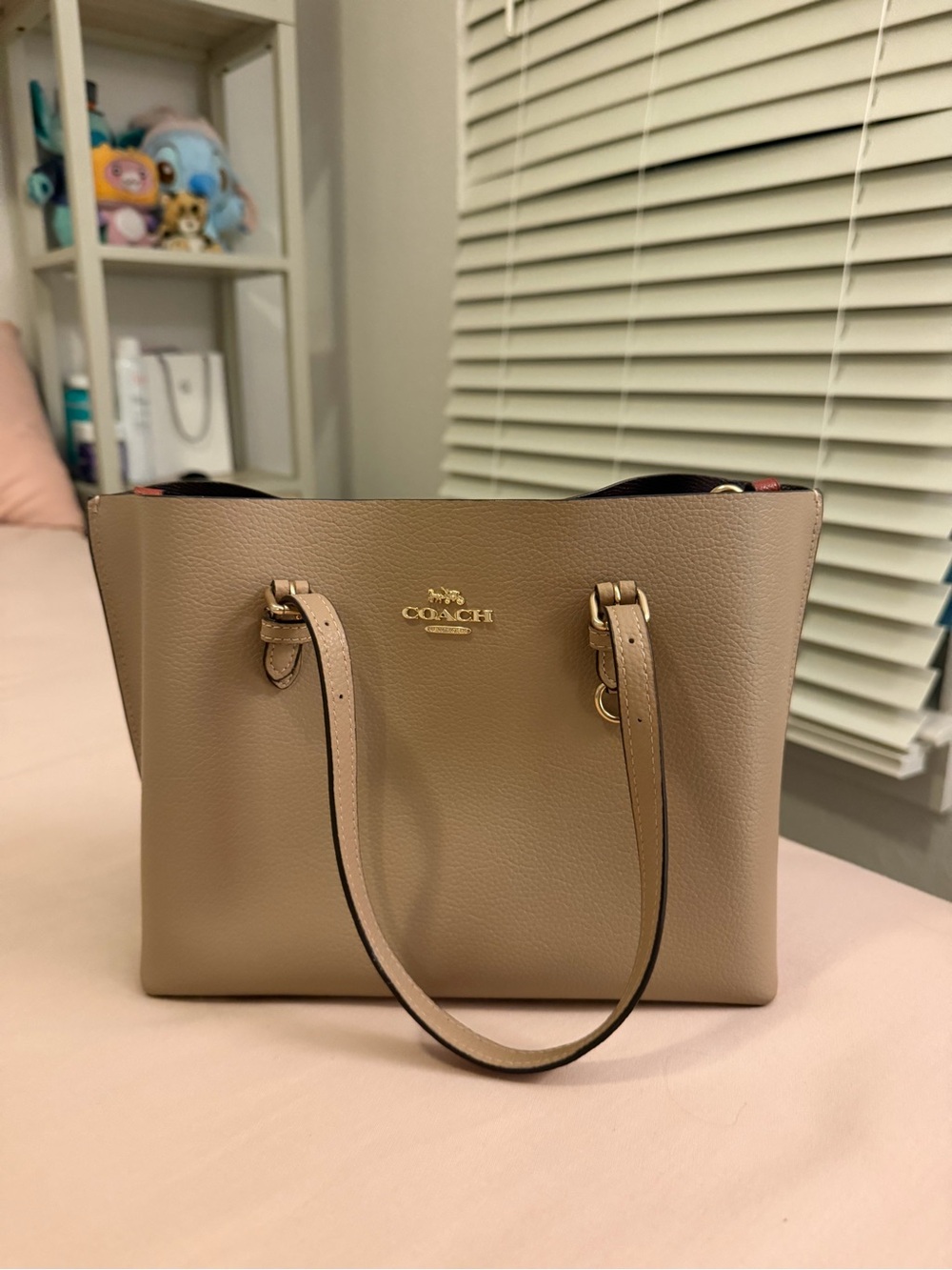 Coach Pebbled Leather Tote in Taupe